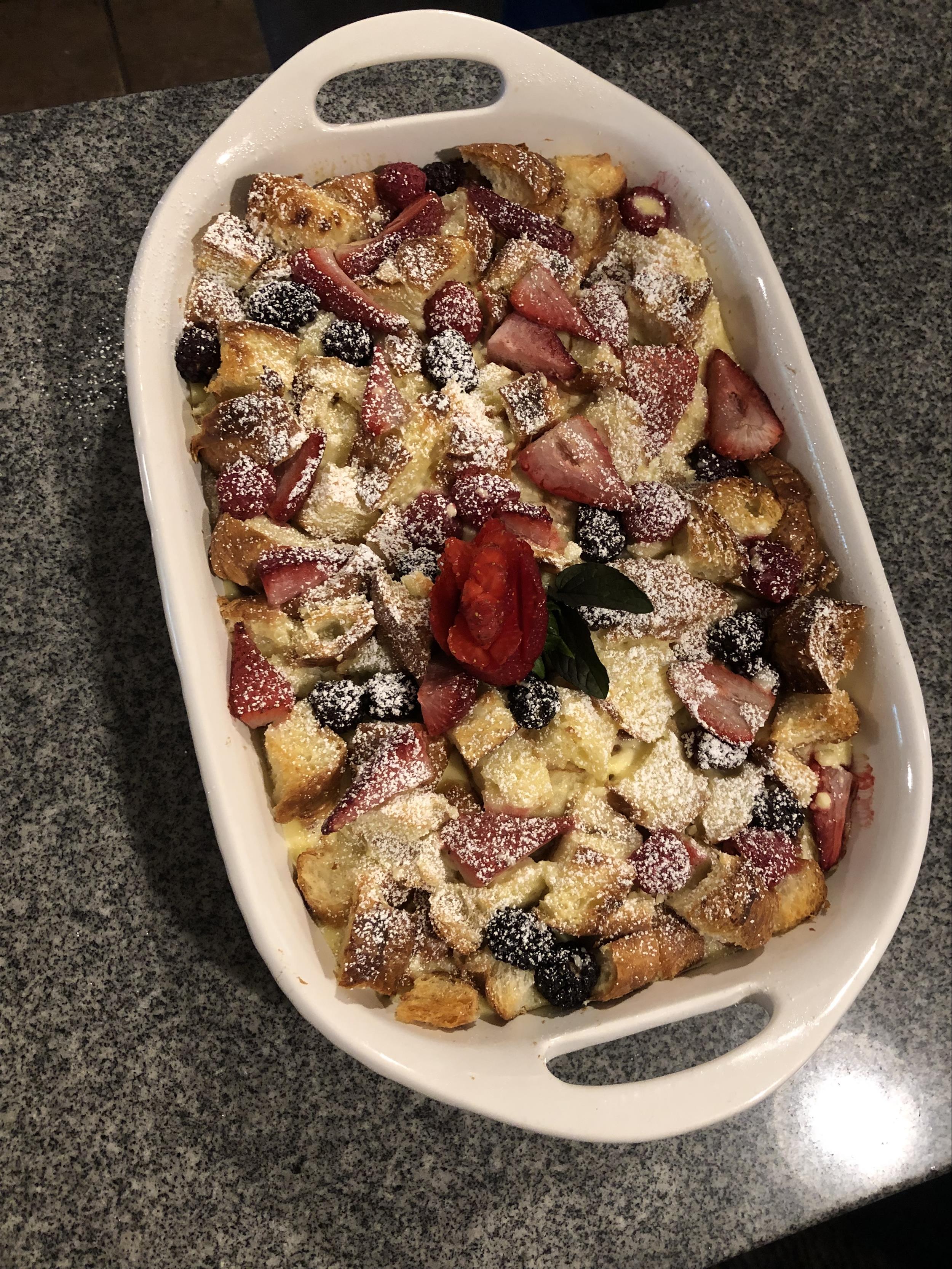 French Toast bake in white dish